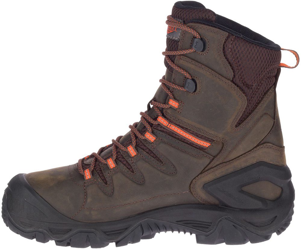 Kozaki Merrell Męskie Brązowe - Strongfield Skórzane 8\" Thermo Waterproof Comp Toe - 623057-GWH